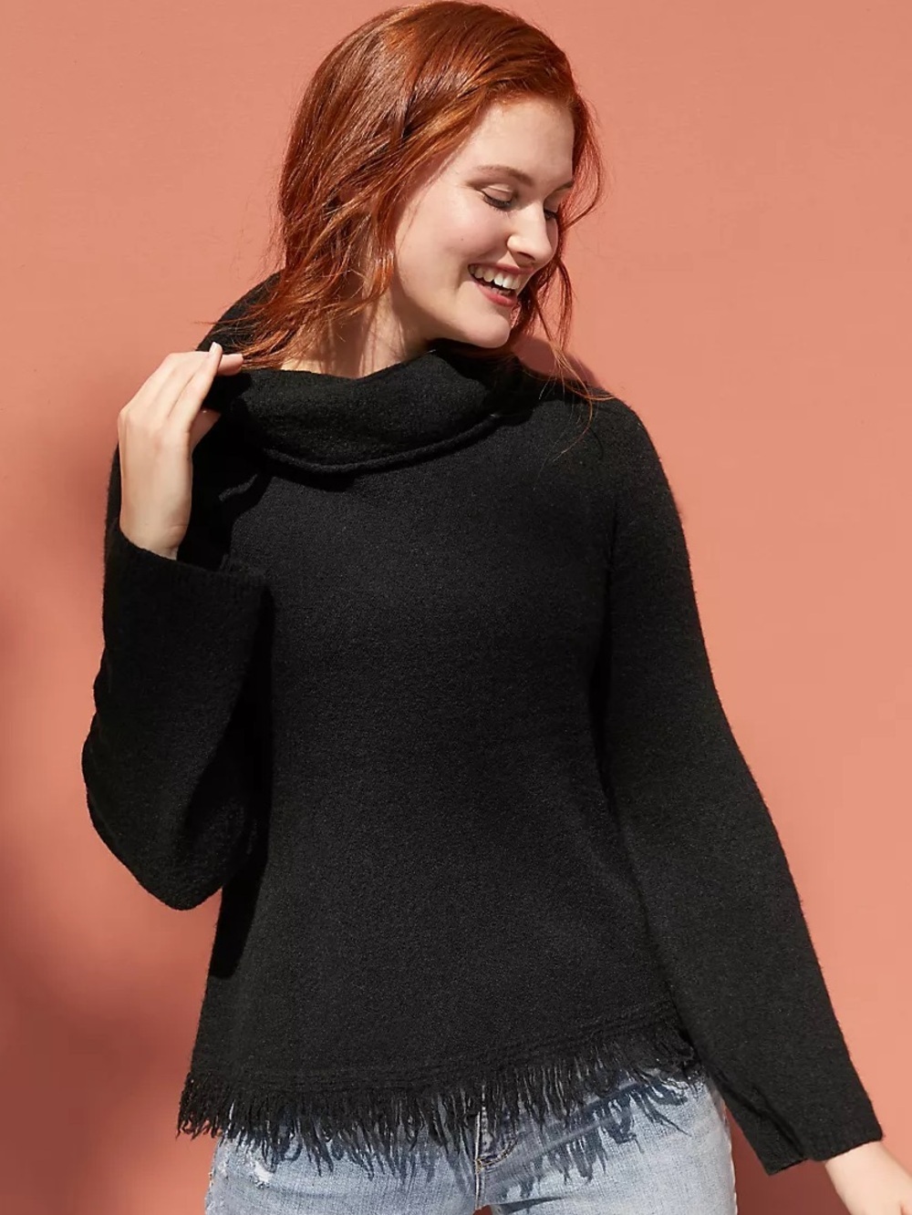 Anthropology Black Aruna Turtleneck Jumper Small